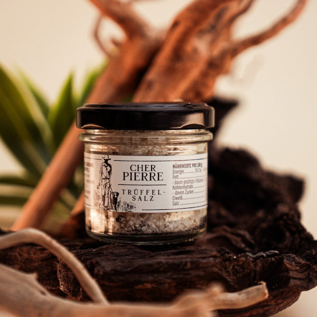 Trüffelsalz Fleur de sel de Guérande mit regionalen Sommertrüffeln, 50 g im Glas